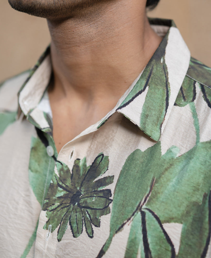 Beige Floral Print Shirt