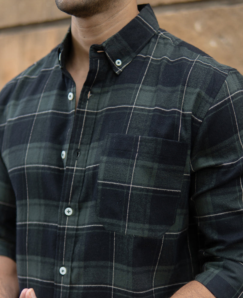 Dark Green Checks Lightweight Shirt