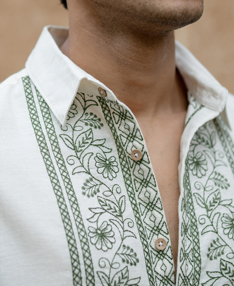 Natural Embroidered Shirt