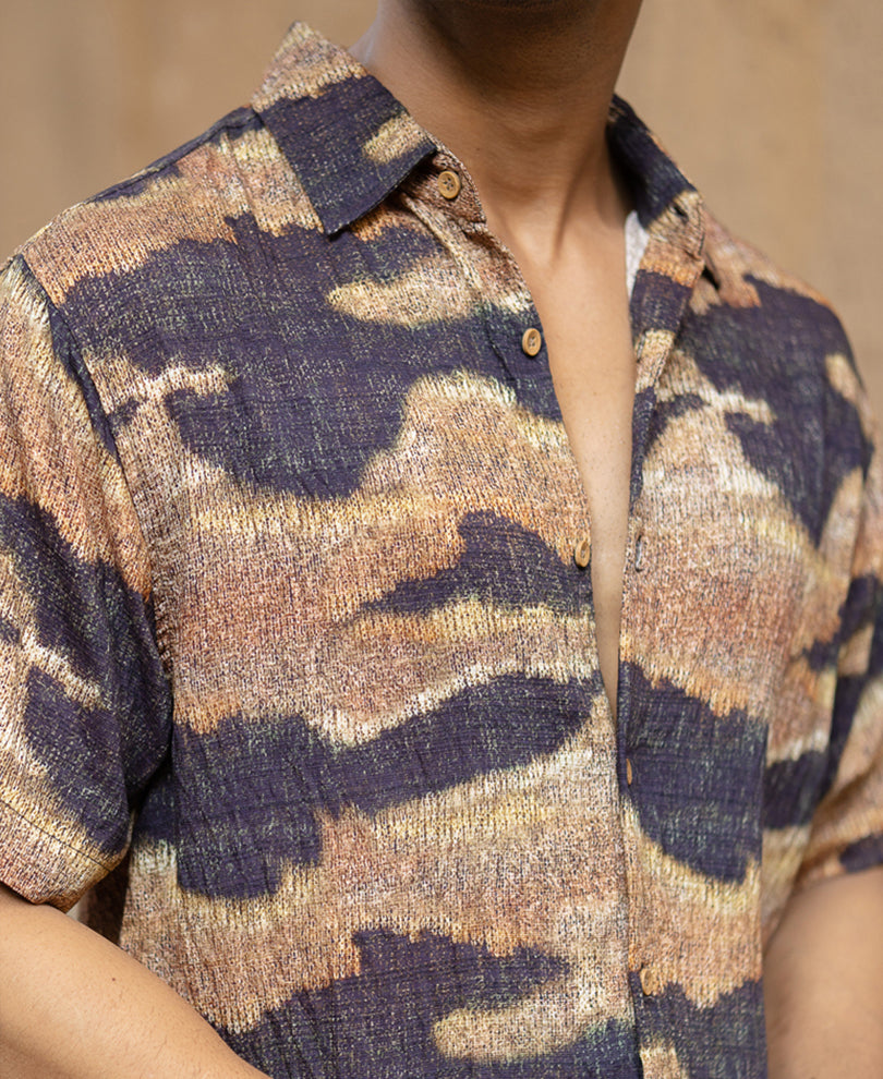 Multicolour Abstract Print Half Sleeves Shirt