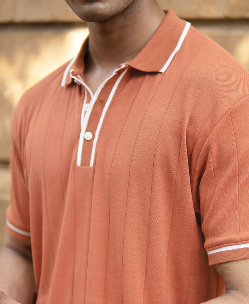 Russet Knit Polo T-Shirt