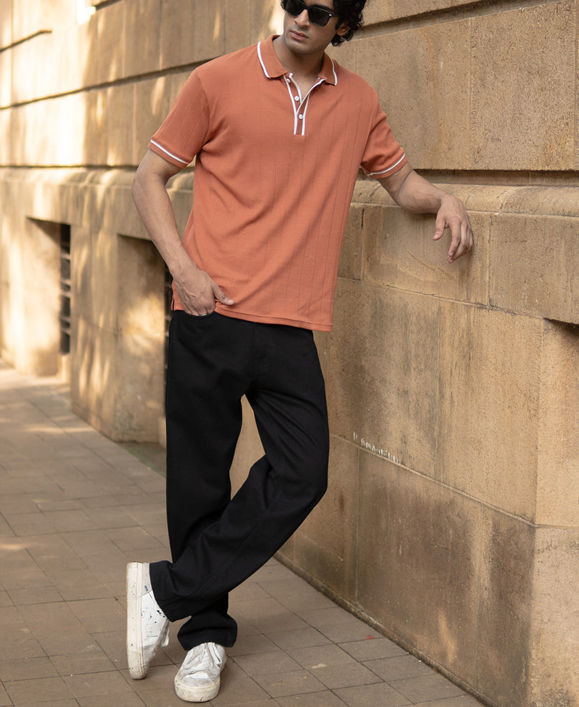 Russet Knit Polo T-Shirt