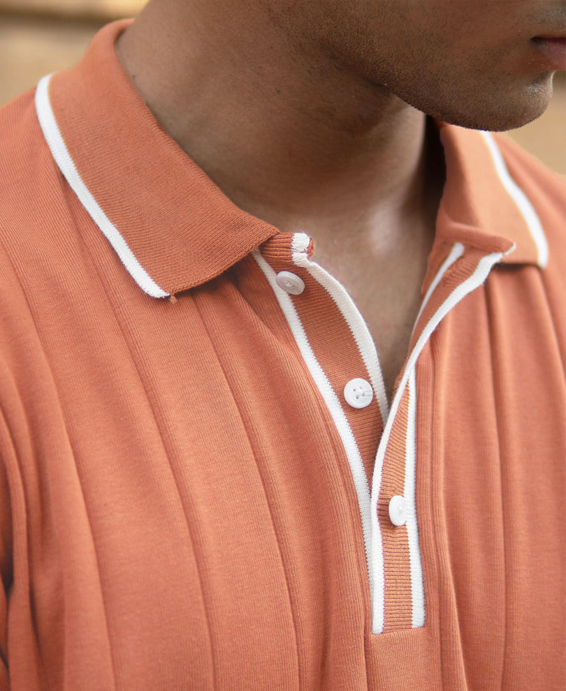 Russet Knit Polo T-Shirt