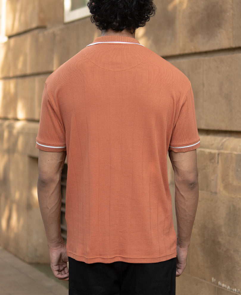 Russet Knit Polo T-Shirt