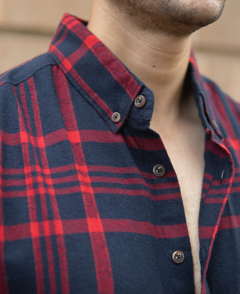 Red And Navy Checks Shirt
