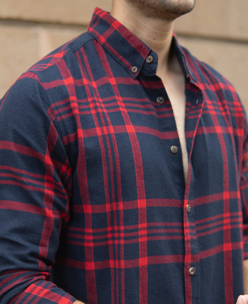 Red And Navy Checks Shirt