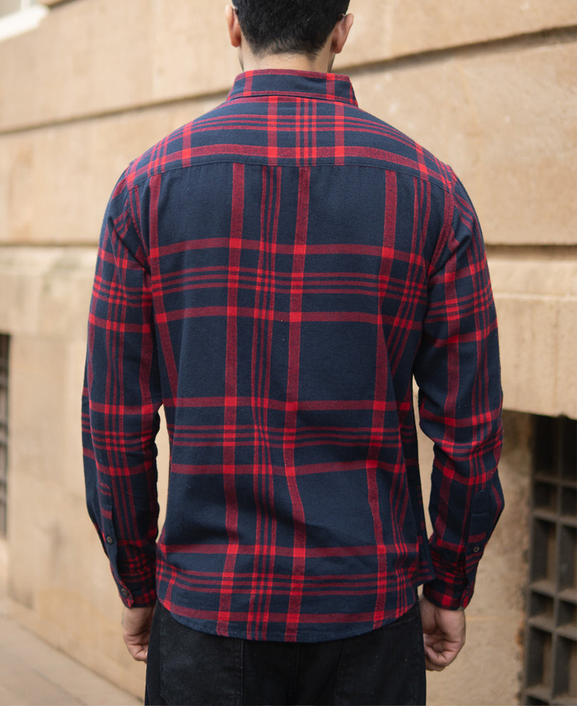 Red And Navy Checks Shirt