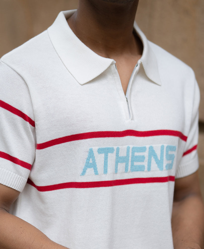 White Knitted Polo T-Shirt