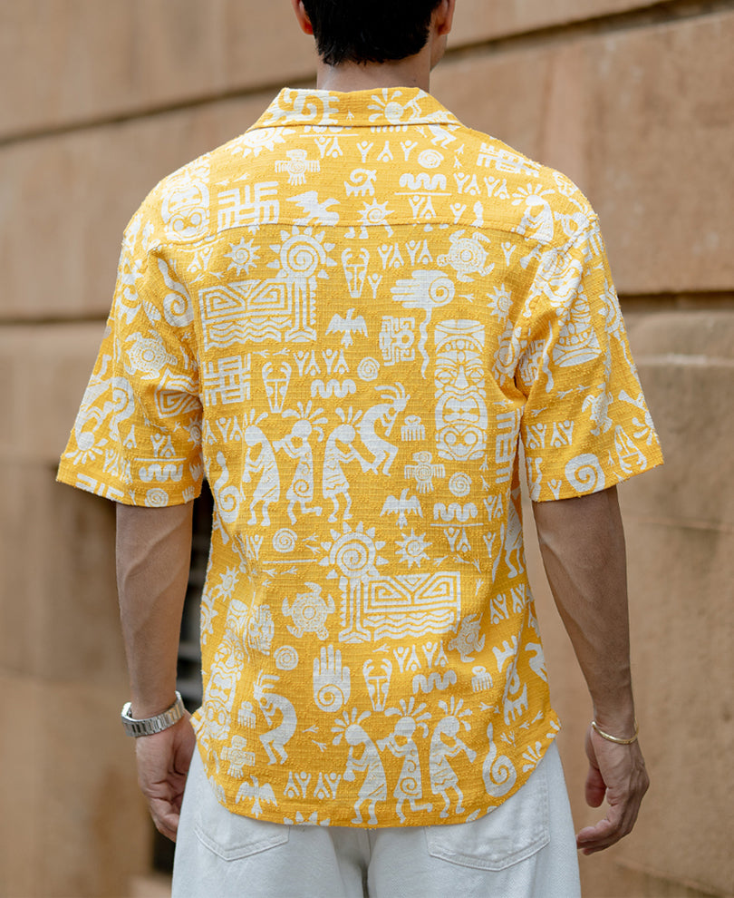 Mustard Structured Print Shirt