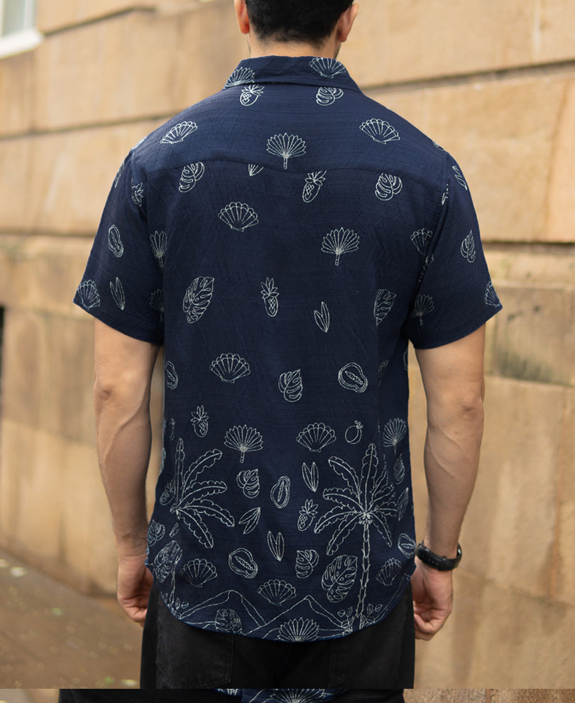 Blue Flowy Printed Shirt