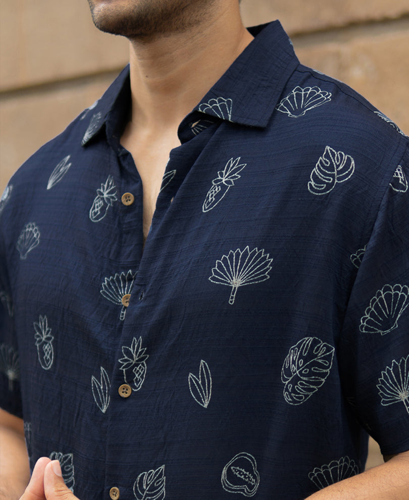 Blue Flowy Printed Shirt