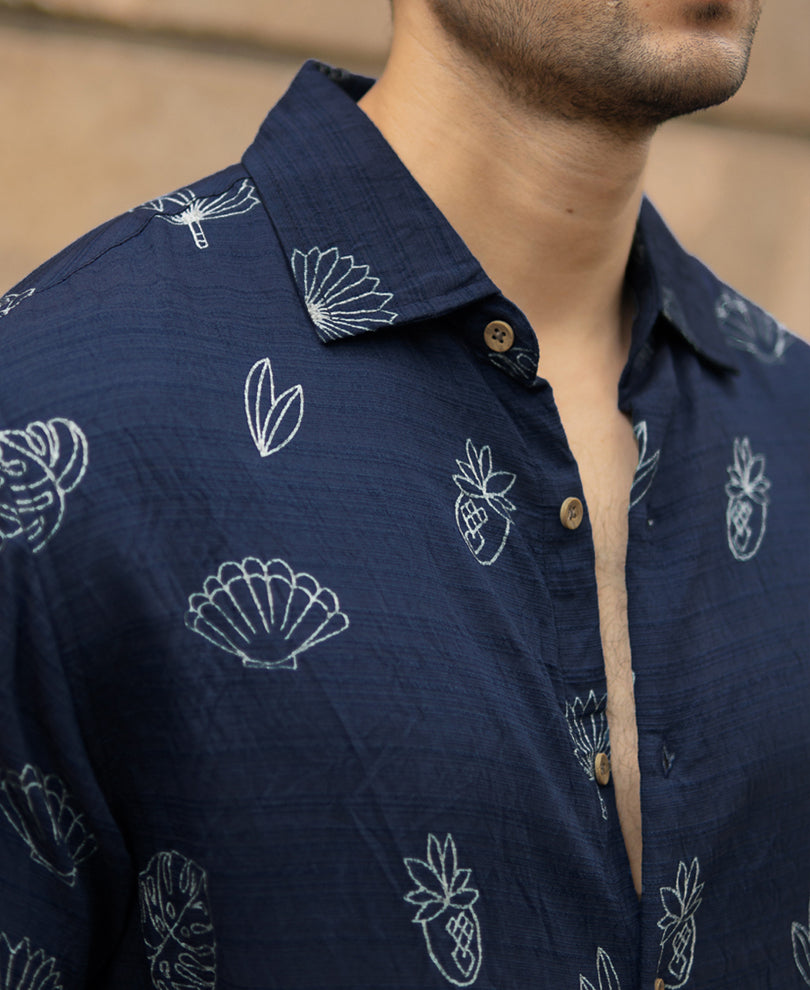 Blue Flowy Printed Shirt