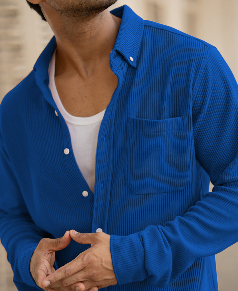 Royal Blue Structured Knit Shirt