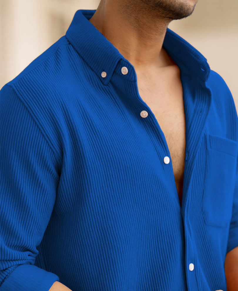 Royal Blue Structured Knit Shirt