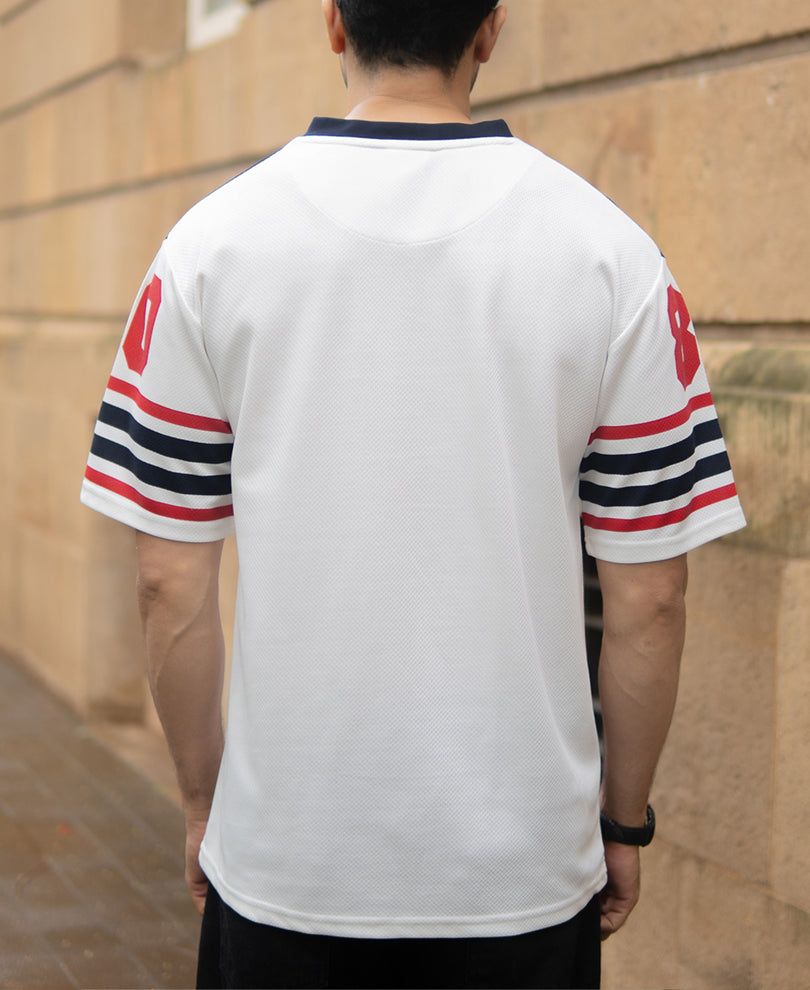 White And Navy Jersey T-Shirt