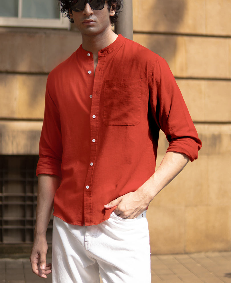 Fiery Red Lightweight Full Sleeves Shirt