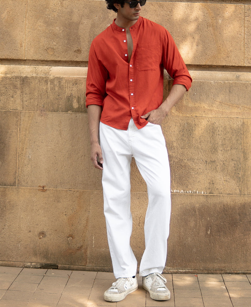 Fiery Red Lightweight Full Sleeves Shirt