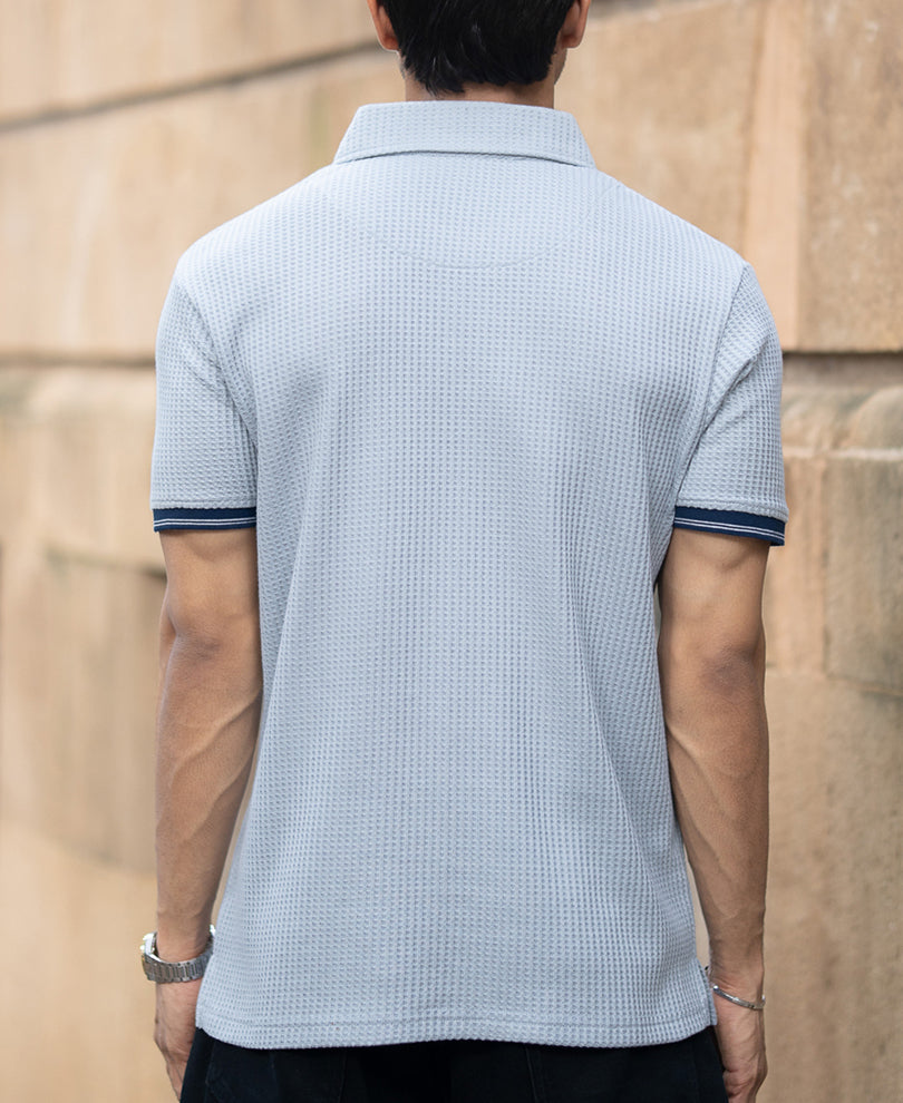 Grey Embroidered Knit T-Shirt