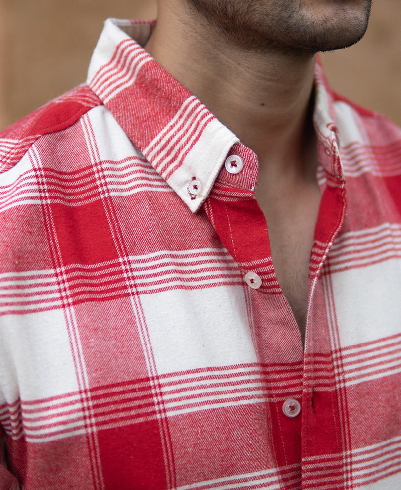 Red Brushed Checked Shirt