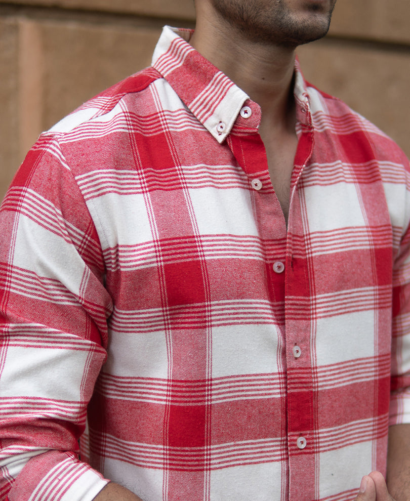 Red Brushed Checked Shirt