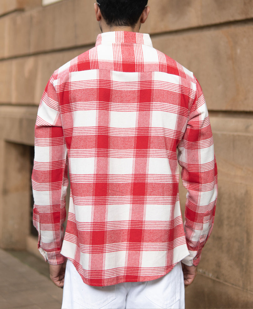 Red Brushed Checked Shirt