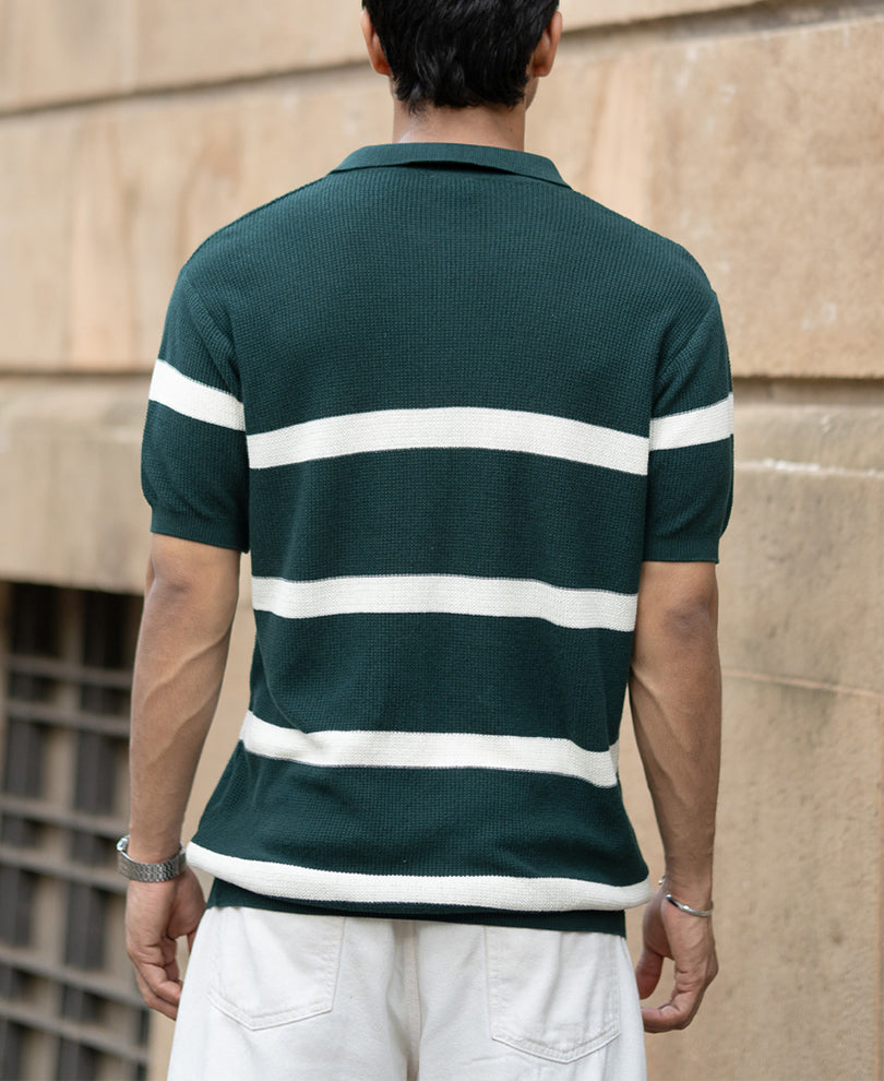 Pine Striped Zipper T-Shirt