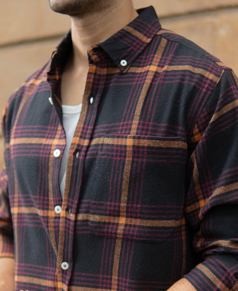 Black Brushed Checks Shirt