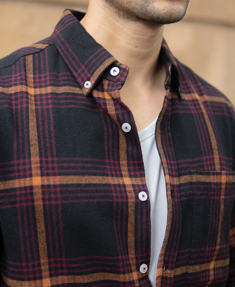 Black Brushed Checks Shirt