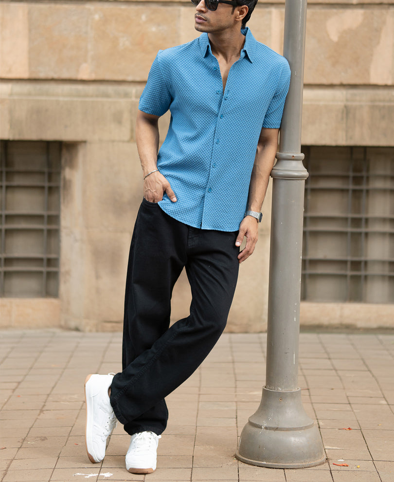 Mid Blue Structured Shirt