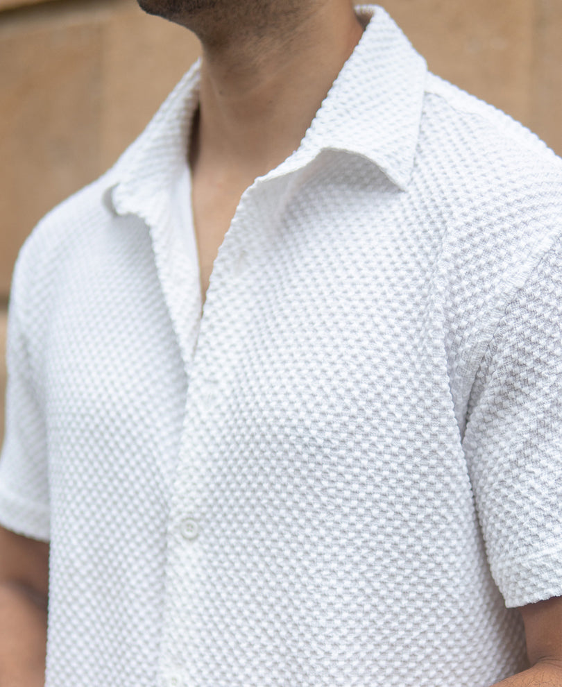 White Structured Half Sleeves Shirt