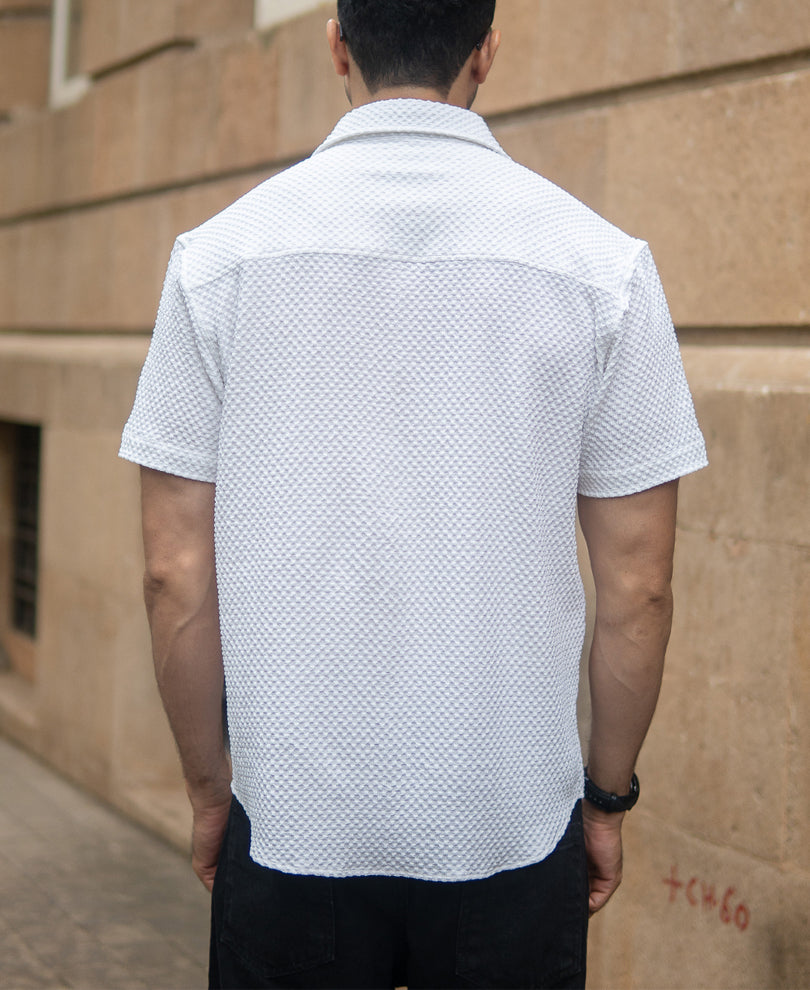 White Structured Half Sleeves Shirt