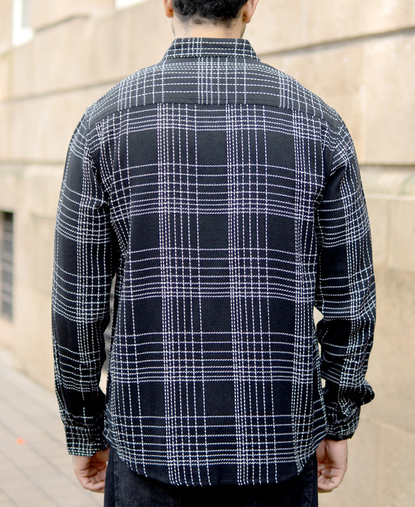 Black Structured Checked Shirt