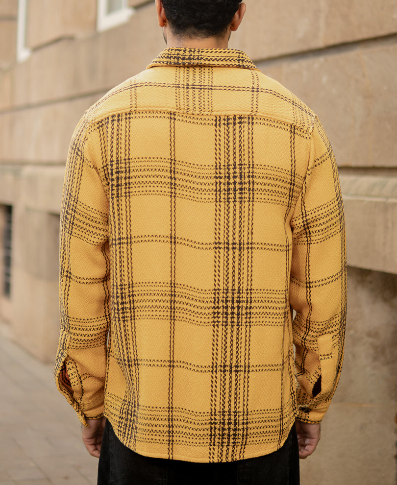 Mustard Yellow Structured Check Shirt
