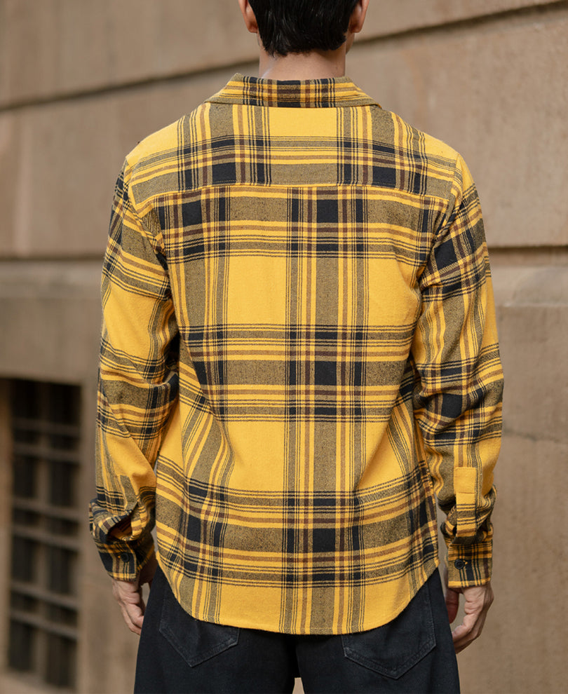 Mustard Brushed Checks Shirt