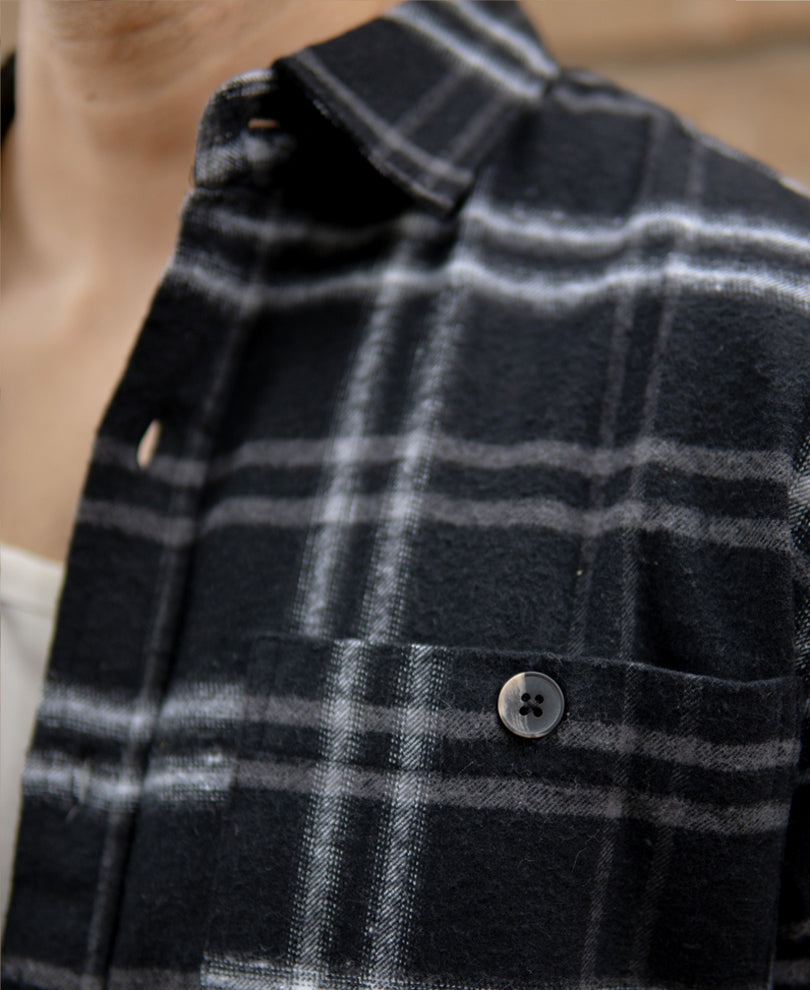 Black Brushed Checkrd Shirt