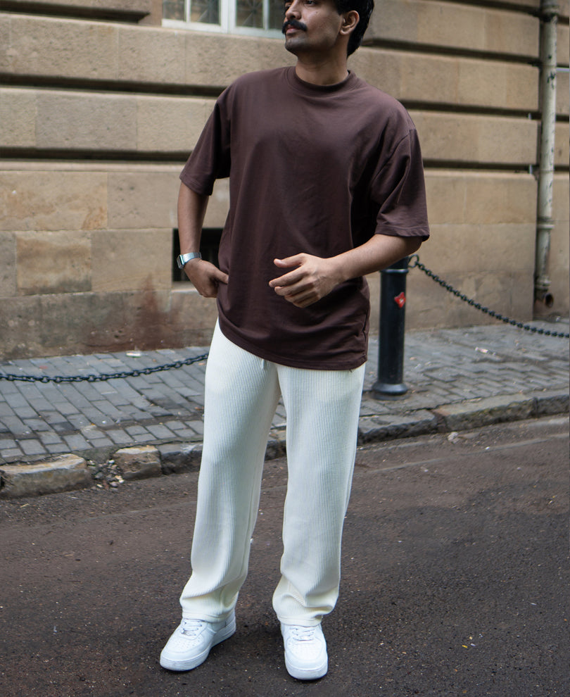 Cream Regular Fit Knitted Pant