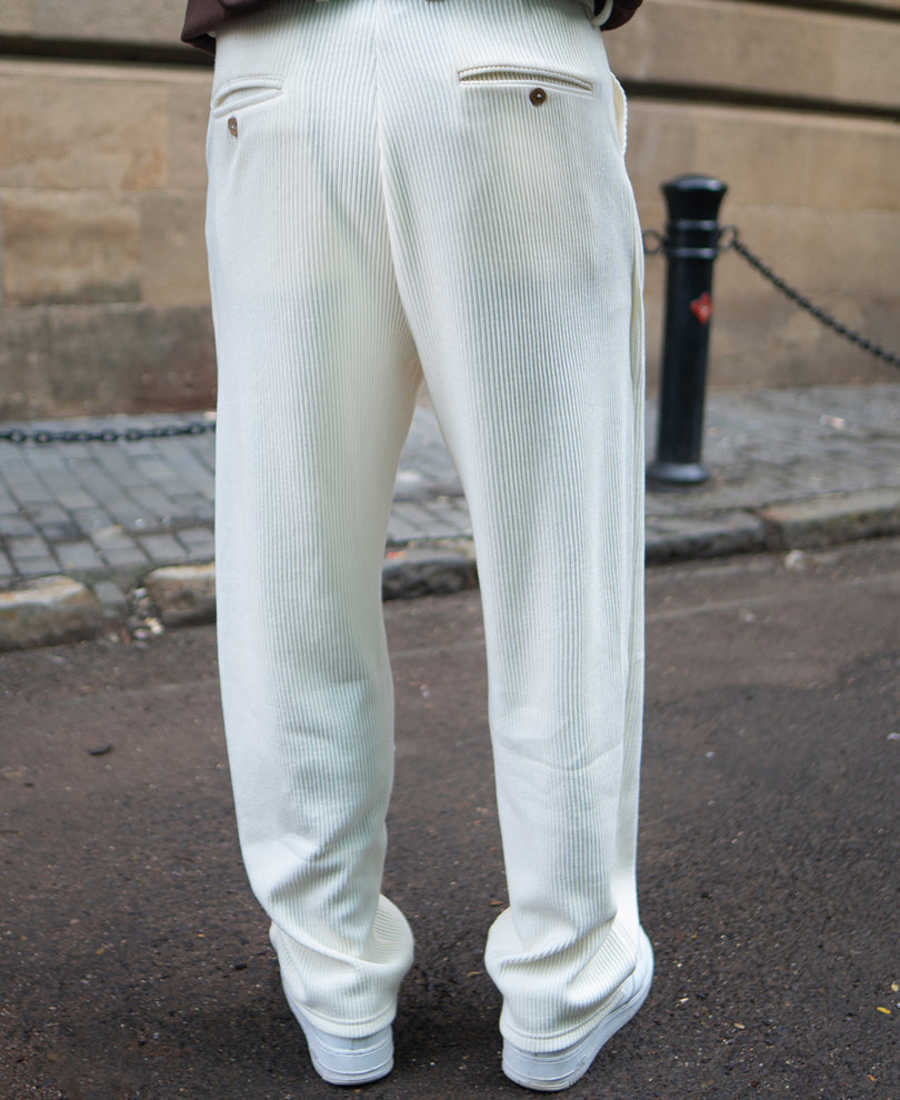 Cream Regular Fit Knitted Pant