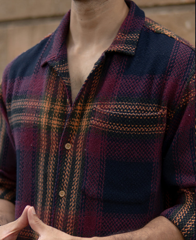 Multicolour Structured Checked Full Sleeves Shirt