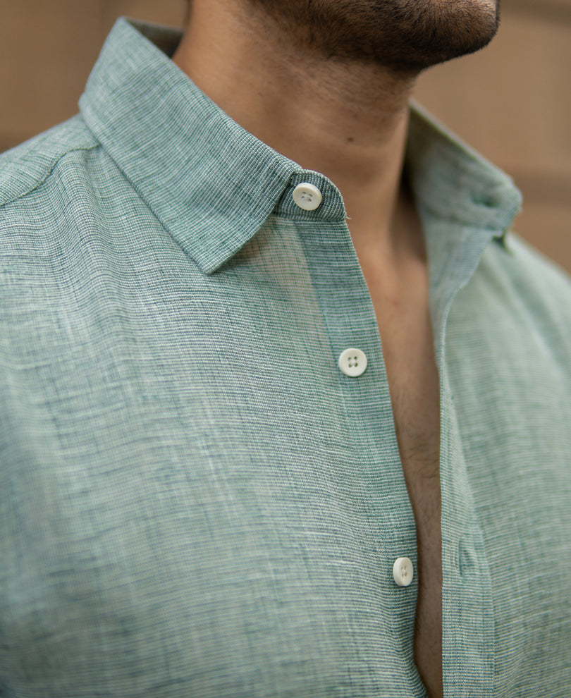 Green Structured Lightweight Shirt