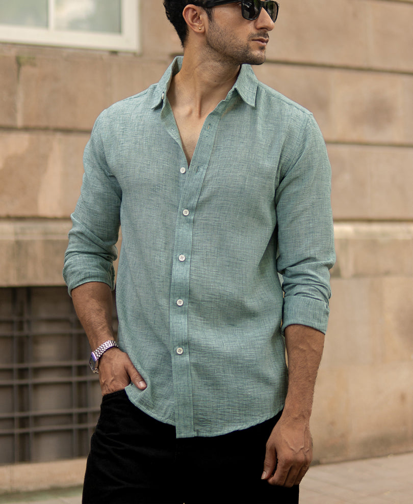Green Structured Lightweight Shirt