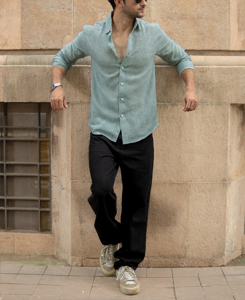 Green Structured Lightweight Shirt