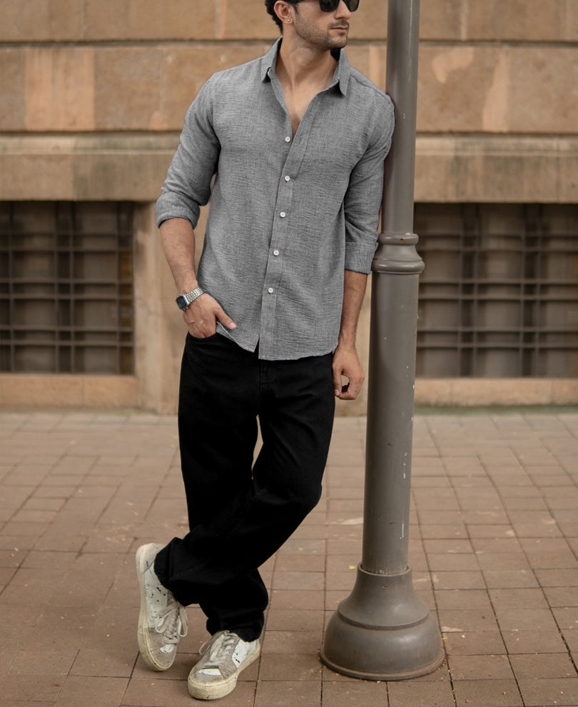 Grey Lightweight Structured Shirt