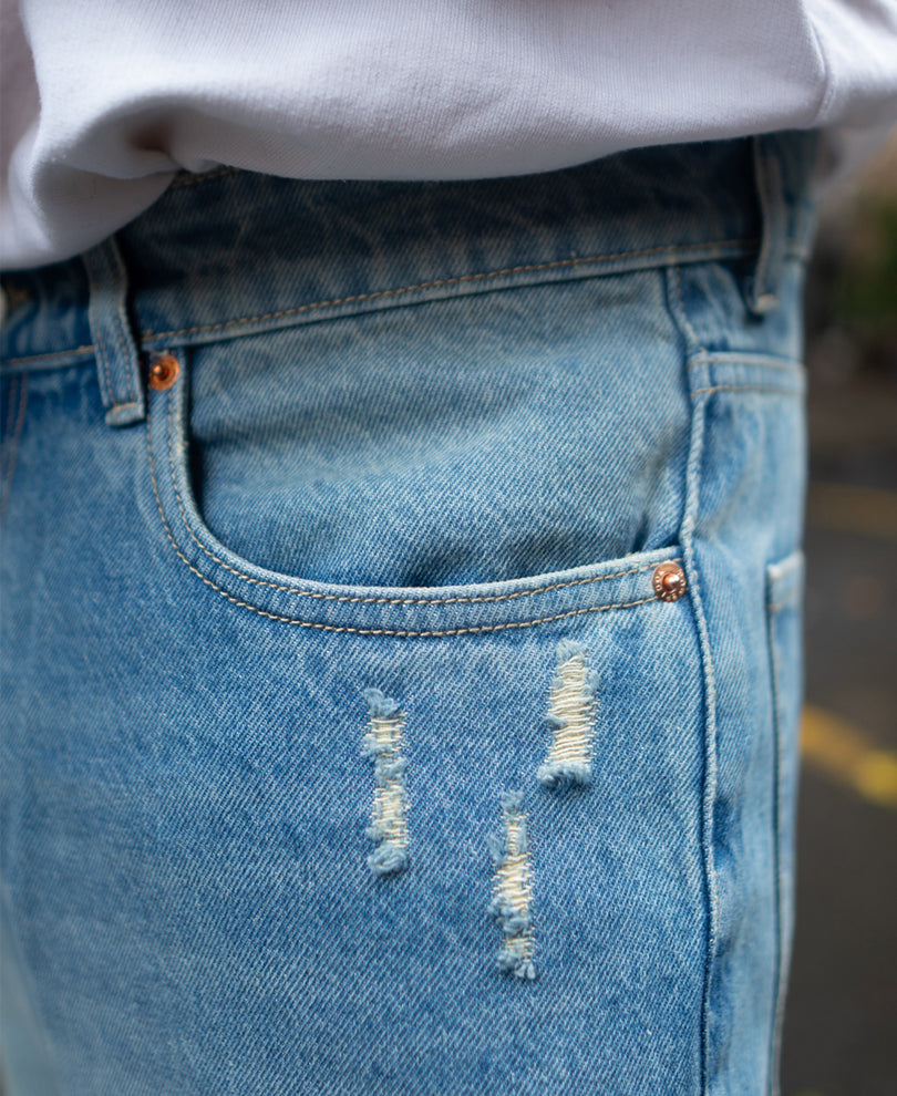 Blue Baggy Ripped Jeans