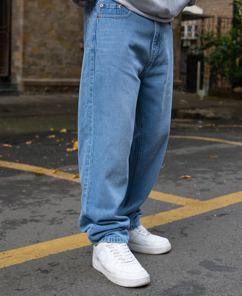 Mid Blue Washed Baggy Jeans