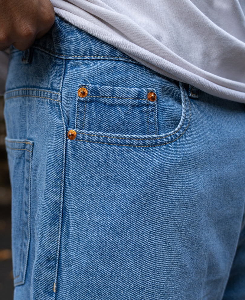 Mid Blue Washed Baggy Jeans