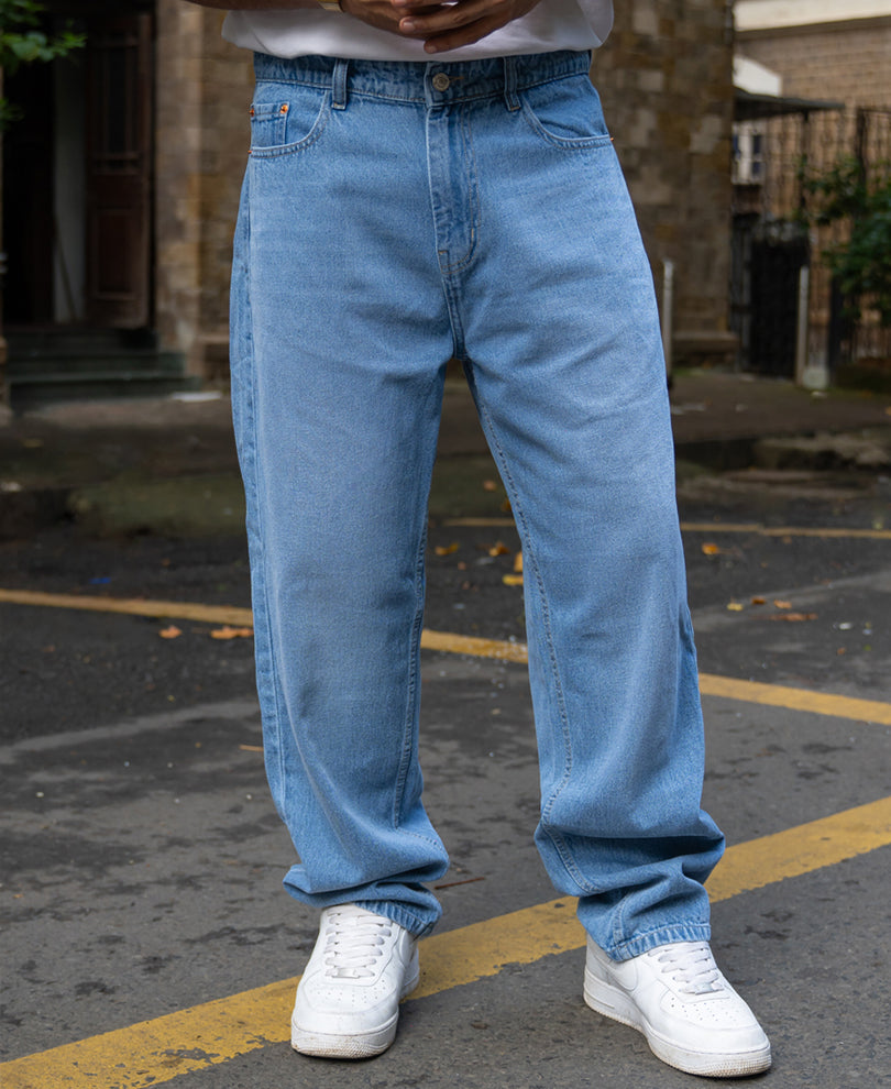 Mid Blue Washed Baggy Jeans