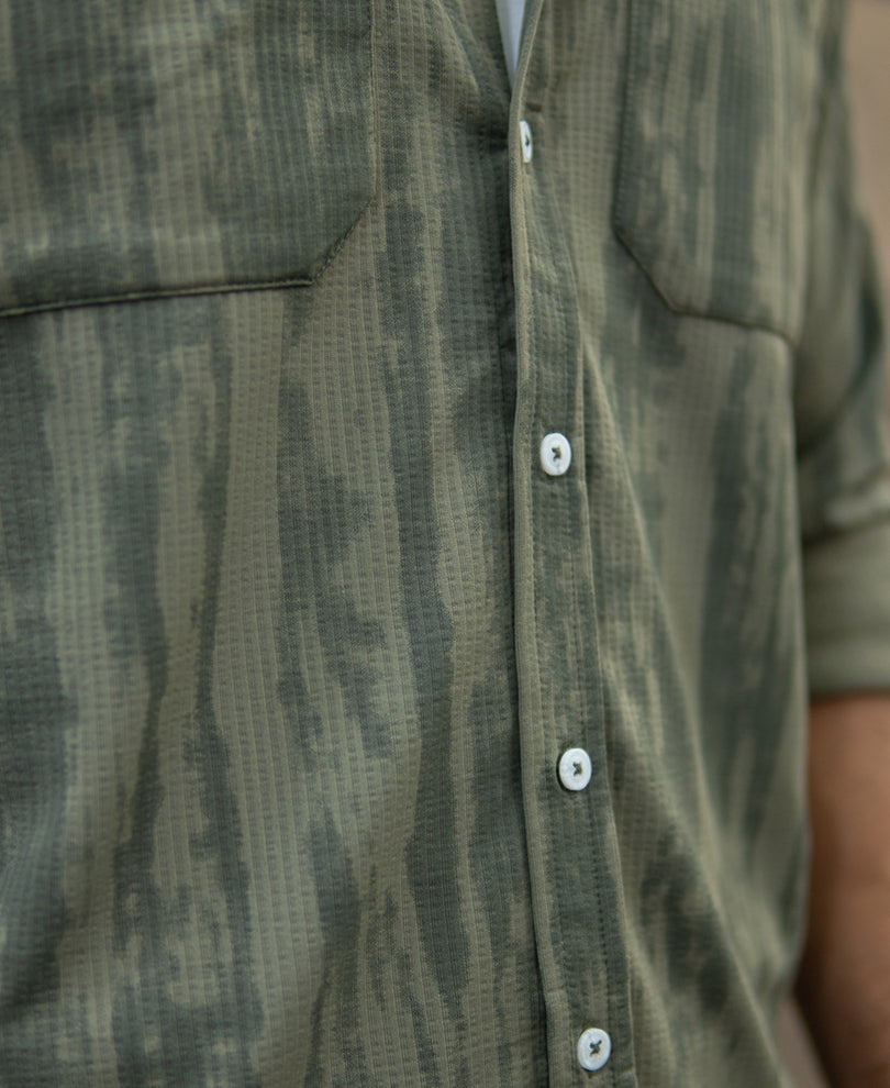 Green Printed Shirt With Pockets