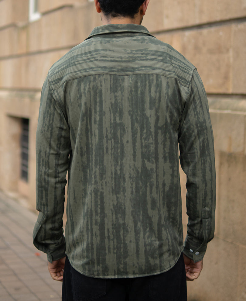 Green Printed Shirt With Pockets