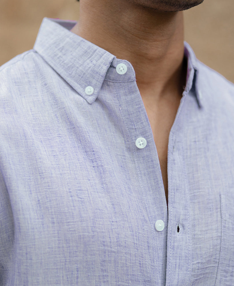 Light Blue Slub Textured Shirt
