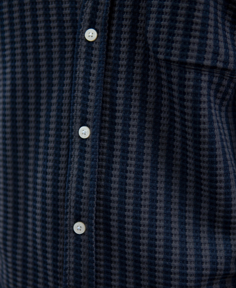 Grey Knit Structured Stripe Shirt
